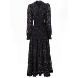 Diynav Industry Plate Flower Splicing Lantern Long Sleeve White Swing Dress Dress New Women's Autumn And Winter 2024