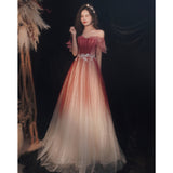 Diynav Shoulder Evening Dress Dress Woman 2025 New Wedding Banquet Dress Atmosphere Thin Brat Bride Toast