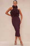 Diynav Band Strap Dress Evening Dress High-End Dress Direct Hanging Neck Big Flower Dress New