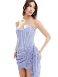 Diynav Women's Sexy Lace Perspective Splicing Waist Tset Bra Dress Elegant Temperament Dress Dress Dress Dress Dress