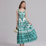 Diynav Blue And White Porcelain Beauty Sling Dress 2025 Summer Dress New Waist Pressure Folding Commuting Print Dress