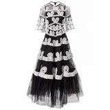 Diynav Industry Three-Dimensional Trumpet Horn Sleeve Round Collar Big Swing Fluffy Dress Dress Summer Autumn Women's Dress 2024
