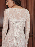 Diynav Sale 2024 Sexy Long-Sleeved Lace Lace Lace Tie Dress Two