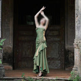 Diynav Dress New French Masquein Green Sling Dress Female Summer At-Aug Princess Birthday Dress