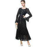 Diynav Industry Three-Dimensional Plate Flower Collar Horn Long-Sleeved Retro Princess Dress Dress Women's New Spring And Summer 2025