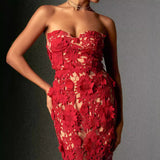 Diynav New Female-Sense Summer Breast-Wear Lace Banquet Women's Long Evening Dress Dress