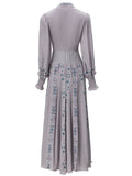 Diynav Industry Embroidered Collar Retro Lantern Long-Sleeved Apricot Dress Dress Women's New Spring And Summer 2024