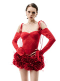 Diynav Three-Dimensional Flower Sexy Sling Belt Wrapped T-Shirt Corset Tsets Tsets Skirt Short Skirt Dinner Dress Dress Two Sets