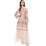 Diynav Industry Embroidery Lantern Sleeve Princess Powder Long Dress Dresses Autumn And Winter Women's New 2024
