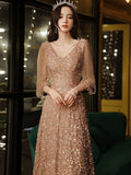 Diynav Dress High-End Atmospheric Champagne Host Performance Of High-End Sequins Long Banquet Temperament Dress