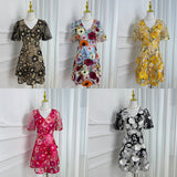 Diynav Summer New French Design Heavy Industry Three-Dimensional Flowers Slimming Thin And Hip Delicate Dress Women's Clothing