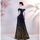 Diynav Evening Dress 2025 New Gradient Black Annual Meeting Stage Host Catwalk Fishtail Dress Woman