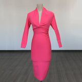Diynav Deep V-Neck Fashion Trendy Long Sleeve Banded Dress With High-End Banquet Evening Dress