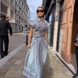 Diynav 2025 Autumn And Winter New Catwalk Printing Positioning Two Sets Of High-End Shirt Tops With Long Skirts