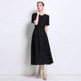 Diynav Niche High-End Water-Soluble Lace Dress Light Luxury Elegant Temperament Hollow Embroidery Embroidery Dress