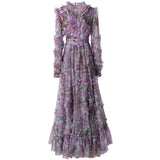 Diynav Industry Lien Embroidered Purple Lotus Leaf Side Princess Long Sleeve Dress Dress Autumn And Winter Women's New 2024