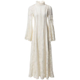 Diynav Style Collar Lace Splicing Horn Long Sleeve Long Dress Dress Spring And Summer New Women's Dress 2024