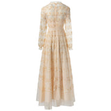Diynav Perspective Heavy Industry Lily Long-Sleeved Princess Dress Net Yarn Dress New Women's Summer Autumn 2024