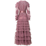 Diynav Industry Glide Sexy V-Neck Lotus Side Fluffy Long Dress Dress Dress Stand Women's Spring And Summer 2025