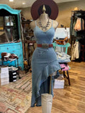 Diynav New Sling Gile High-Sclam High-Up To Repair The Fork With The Slanted Leaf Side Of The Denim Dress