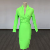 Diynav Deep V-Neck Fashion Trendy Long Sleeve Banded Dress With High-End Banquet Evening Dress