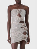 Diynav Sales Explosion Sexy Hollow Hot Diamond Tight-Body Bag Dress Flower Diamond Temperament Dress Long
