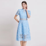 Diynav Temperament-Éí-In-So-Potted Lace Dress 2025 Spring/Summer New French High-End Squeer Hook Water-Soluble Lace Dress