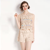 Diynav Knitted Knitted Vest Women's Korean Version Of Loose Tuk Tuk Tat + Babes Shorts Two Sets