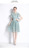 Diynav Summer New French Elegant Water-Soluble Lace Hook Hollow Flying Sleeve Temperament Waist Dress Dress Woman