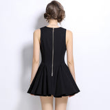 Diynav Sleeveless Vest Dress Female Body Senior Sense V Collar Short Skirt Temperament Niche Waist A-Word Skirt