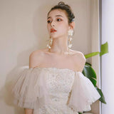 Diynav Dress 2024 New Pompous Fine Shiny Dress Heavy Industry Bubble Sleeve Birthday Dress Adult Dress