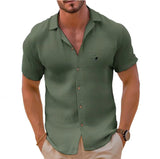 Diynav Men's Linen Short-Sleeved T-Shirts For Free-Fitting Sweatshirts For Men's Short-Sleeved Cotton Shirts Beach Plus-Size Men's Short-Sleeved Shirts