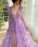 Diynav Bridesmaid's Suit Slings Linden With Forked Temperament Sexy Evening Dress Lace Mesh Dress