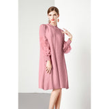 Diynav Design Feeling Flower Sleeve Dress Women's New Spring And Autumn Folds Large Size Loose Mother Dress Long