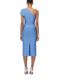 Diynav Women's Fashion Pure-Color Single-Shoulder-To-Back Open Fork With A Tight Belt-Coated And A-Fated-Waded Dress Party Evening Dress