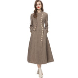Diynav Collar Long Sleeve Lattice Thousand Bird Print Single Row Buckle Long Coat Women's Autumn And Winter New 2024