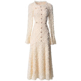 Diynav Industry Three-Dimensional Plate Flower Collar Horn Long-Sleeved Retro Princess Dress Dress Women's New Spring And Summer 2025
