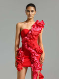Diynav Sexy Shoulder Bag Hip Dress High-End Temperament Hit The Color Lotus Leaf Dress Skirt Skirt Skirt Dress Skirt