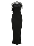 Diynav And Winter New Breast-Wearing Flowers Tight Long Dress Burst Party Dress Women's High Sense