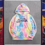 Diynav Autumn And Winter New Personalized Street Tweed Lamb Languid Languid Wind Loose Tie Dye I Am Kenough Company