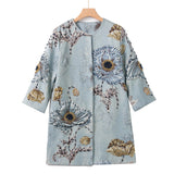 Diynav Lady Temperament Heavy Industry Nail Ball Collar Seven-Sleeved Blue Coat Top Station Women's Autumn Winter 2024