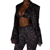 Diynav And Summer New Women's Clothing Hot Selling Solid Color Sequin Fashion Casual Set Shirt Underwear Straight Trousers