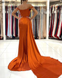 Diynav Simple Mermaid High Split Evening Dresses Gowns 2025 Satin Elegant Sexy For Women Party HZ1017