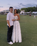 Diynav A-line White Spaghetti Strap Wedding Dress,White Bridal Dress HZ1017