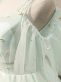 Diynav Sweetheart Neck Tulle Short Dresses Puffy Green Homecoming Dresses HZ1017