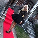 Diynav A-line Tulle Homecoming Dress,Black Cocktail Dress HZ1017