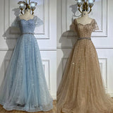 Diynav A Line Beaded Backless Evening Dress Gown HZ1017