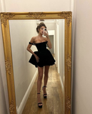 Diynav A-line Black Homecoming Dress Black Cocktail Dress HZ1017