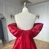 Diynav 3D Flowers Off Shoulder Red Evening Dress HZ1017