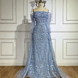 Diynav 3D Flowers Pink Luxury Dubai Evening Dress with Overskirt HZ1017